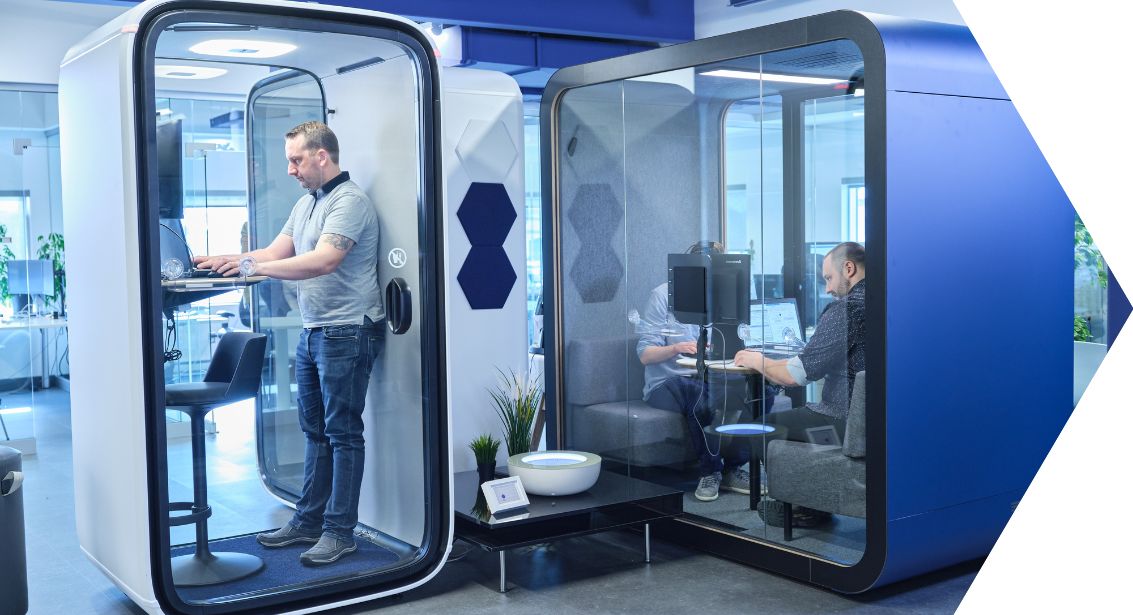 soundproof pods for employees at TIBO headquarter office